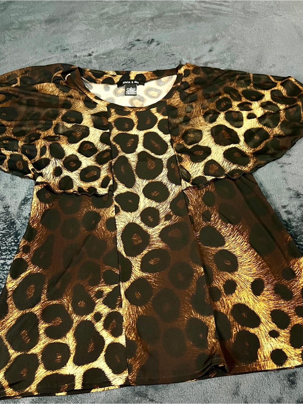 Adele&May Wms Animal Print Sheer Butterfly Flutter Overlay Boho Artsy Top S - Picture 6 of 10